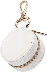 Compact Jewelry Ring Holder Keychain - Portable Travel and Sports Storage Box (WHITE)