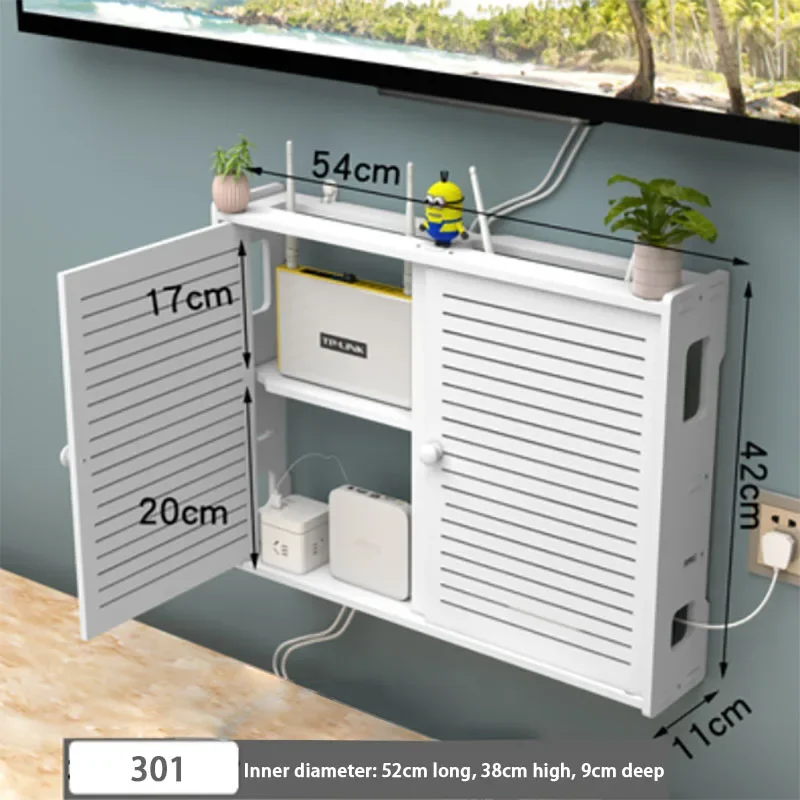 

Shelf Woodplastic Bracket Wifi Board Wireless Plug Power Extra Decor Router Box Large DIY Cable Plus Wall Hanging Storage Wire