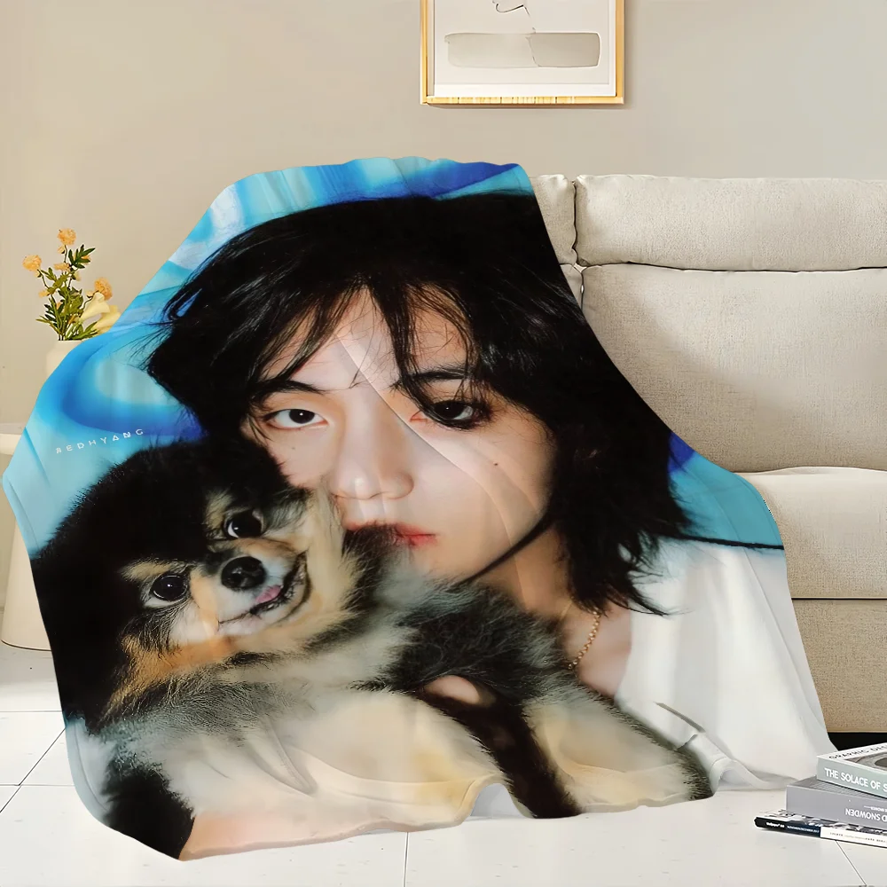 Tae V Flannel warm comfort  H-Hyung soft plush blanket for idol sofa living SINGER room kpop office bedroom travel K-Kim gift 4