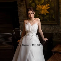 Strapless Wedding Dress For Women White High Quality Organza Sleeveless Bridal Gown Custom Back Court Train Vestido De 2024 New 1