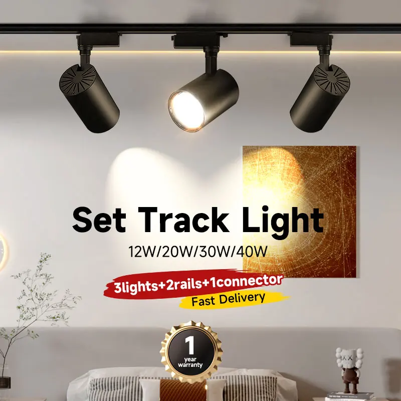 LED Spotlight LED Spotlights 220V Set Track Lights Spot Led COB Track Lamp 12/20/30/40w For Kitchen Clothing Shop Store Home Spots Light Rail