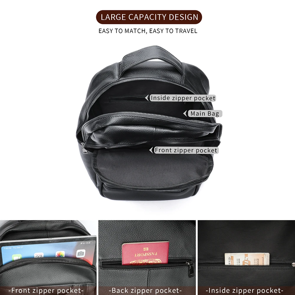 WESTAL  Men's Business Backpack For 15.6 Inch Laptop Black Document Bags Large Capacity Student Schoolbag Travel Casual Daypack 4