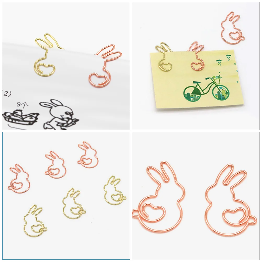 Paper Clips Rabbit Shaped Metal Clamps Bookmark Clips File Document Picture Photo 20Pcs