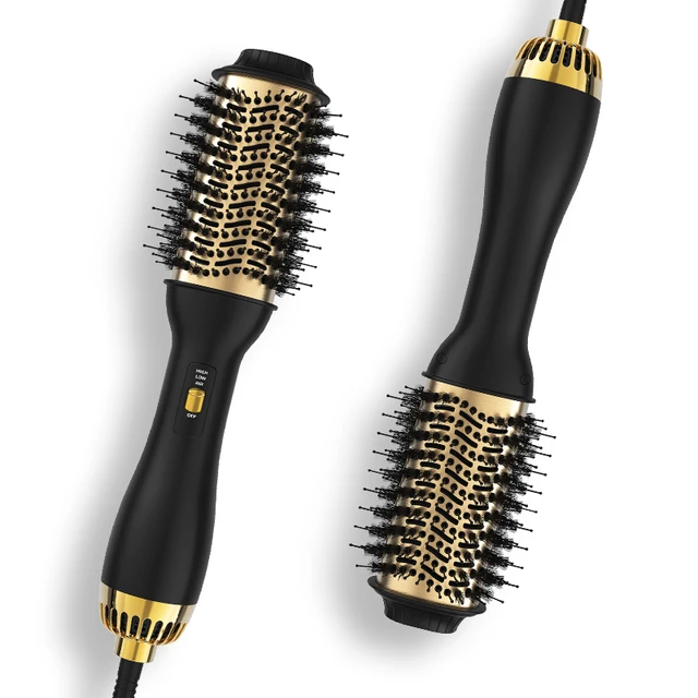 LISAPRO One-Step Hot Air Brush&Volumizer PLUS 2.0 Hair Dryer and Hair Styler New Black Golden Hair Curler Brush