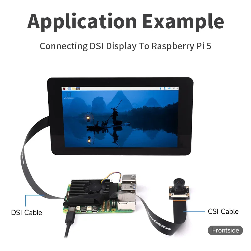 Raspberry Pi 5 DSI FPC Flexible Cable 22Pin to 15Pin 200 / 300 / 500mm Cable Suitable for RPi 5 DSI Display Screens