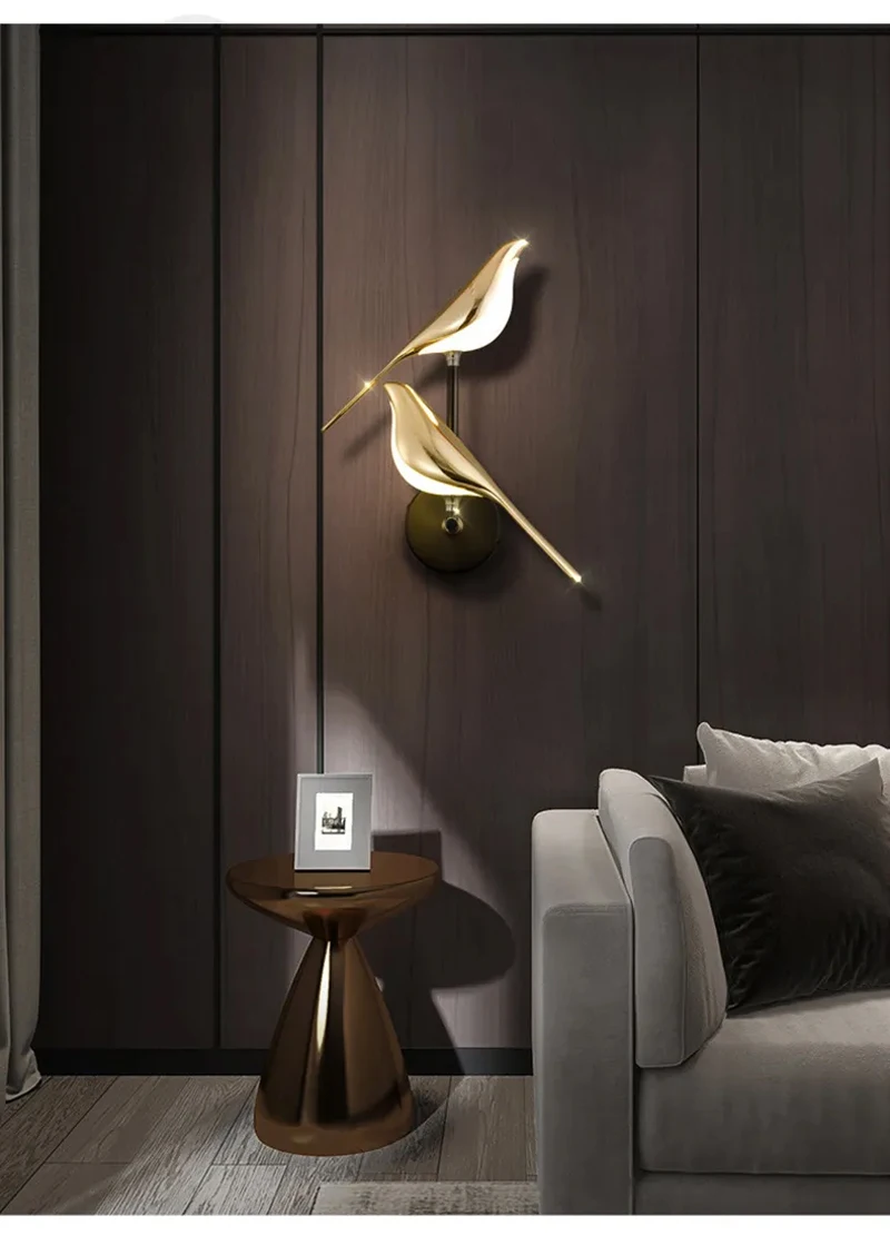 Nordic Golden Bird LED Wall Lights Parlor Bar Creative Wall Lamps Novelty Sconces Bedroom Bedside Lamp Living Room Decoration