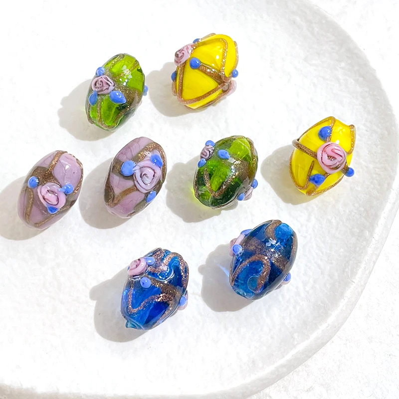

6 Pieces Hand-painted Oval Glass Beads DIY Makes Fashionable Jewelry, Necklaces, Bracelets, Beads, Accessories, Materials