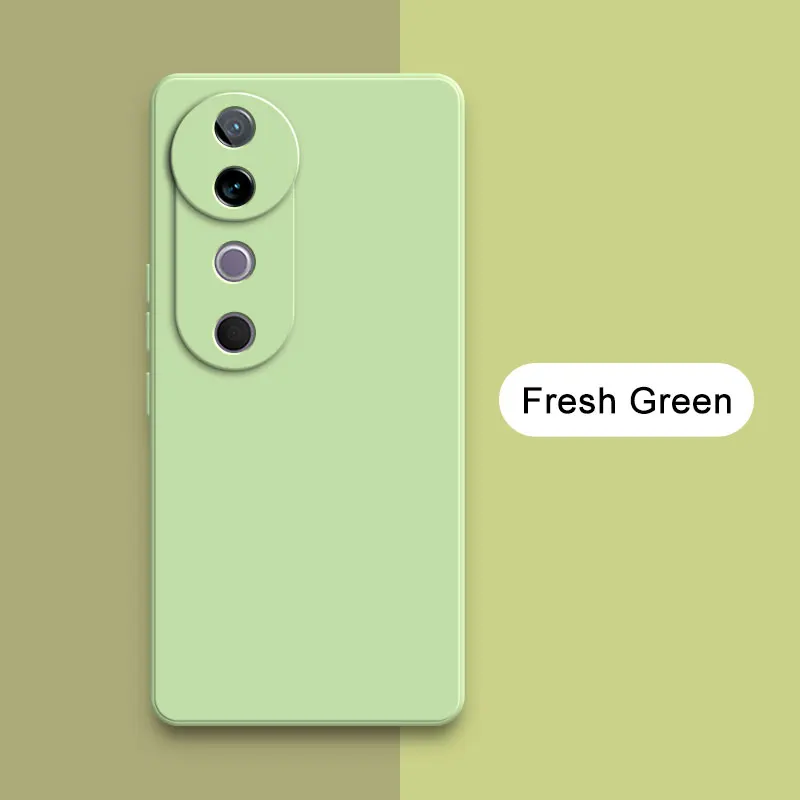 Classic Lens Protector Liquid Silicone Soft Phone Case - Stylish Square Design