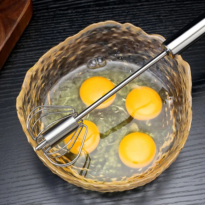  Stainless Steel Semi-automatic Egg Whisk - 3PCS Hand Push  Rotary Whisk Blender (3 Pack): Home & Kitchen