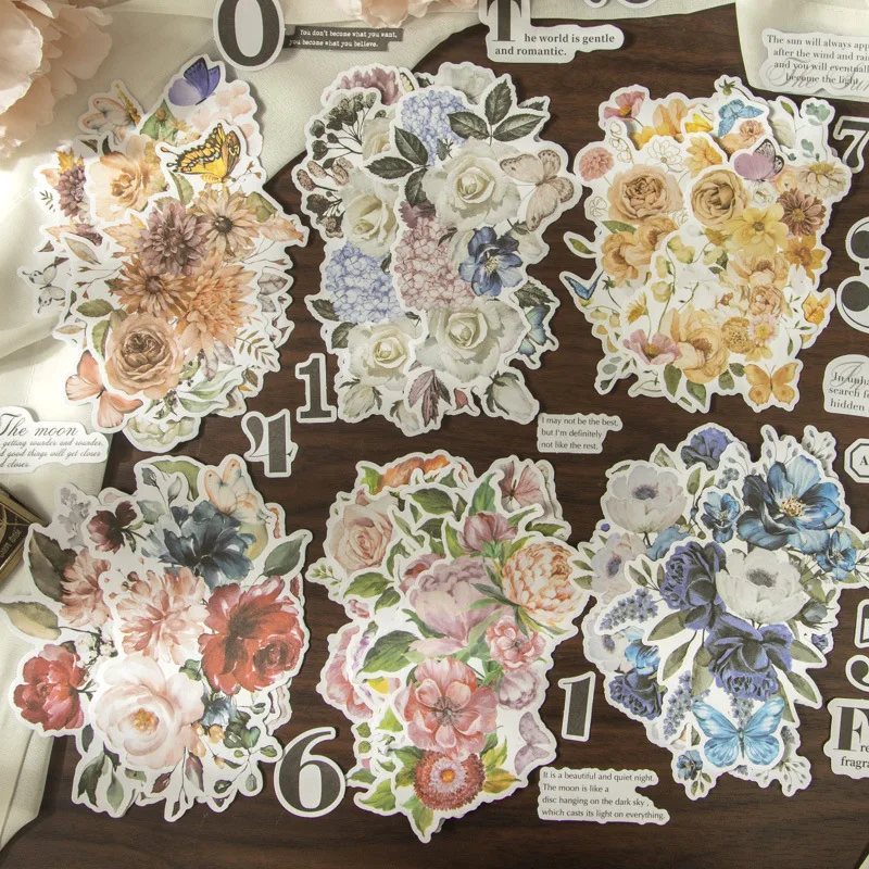 

20Sheets Beautiful Day Stickers Pack Flowers Essay Series Flowers Text Hand Tent Decorative Materials Children's Gift Toys