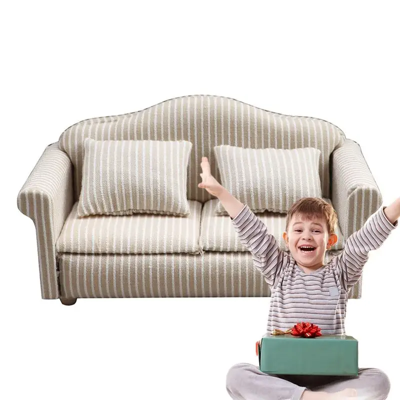 Doll Couch Realistic Toy Furniture Exquisite Dolls House Furniture Safe Miniature Furniture For Doll House Kids Boys