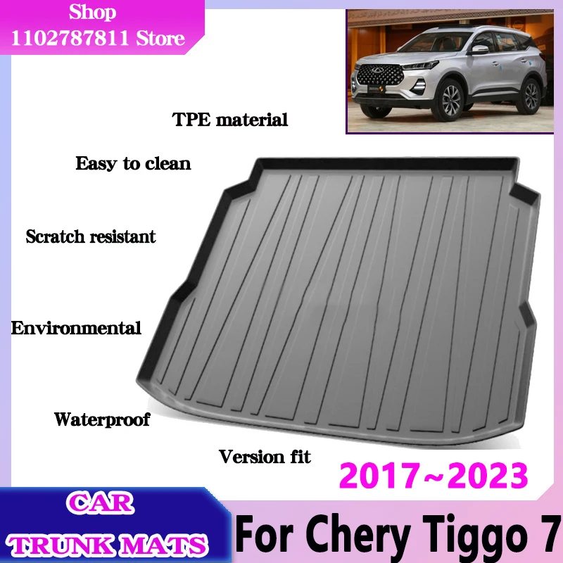 

Для Fownix Chery Tiggo 7 Pro 2023 2022 ~ 2017 напольные коврики для багажника автомобиля, мягкие водонепроницаемые защитные коврики для хранения из ТПЭ, автомобильные аксессуары