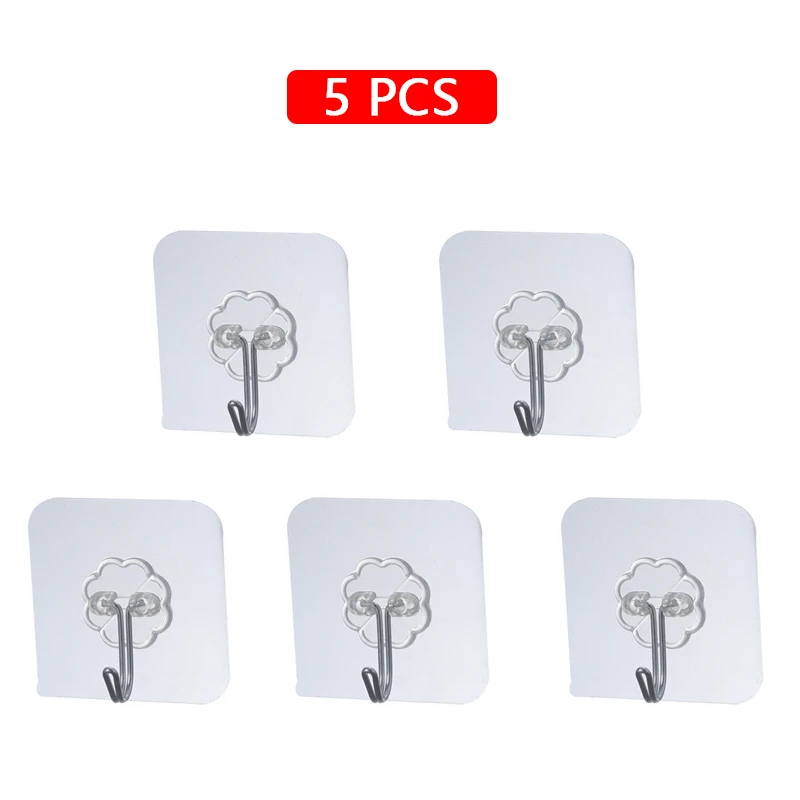 Premium Transparent Self-Adhesive Wall and Door Hooks - Heavy Duty Hangers