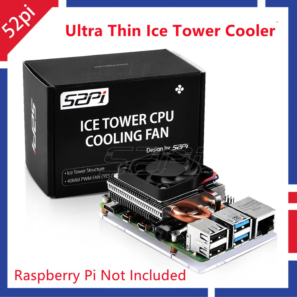 Ultra Fino Dissipador de Calor do Radiador Ventilador para Raspberry pi Modelo b Ice Tower Cooler Novidades Cpu Cooler 52pi