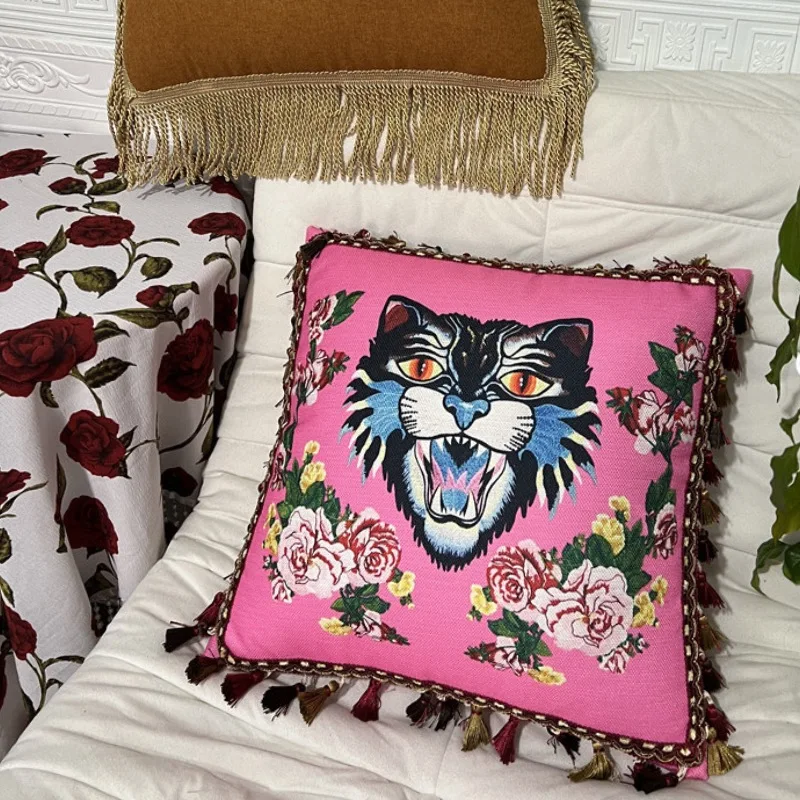 Piante da giardino in stile Country americano fodera per cuscino Jacquard divano federa decorativa per esterni divano Vintage biancheria da letto Coussin