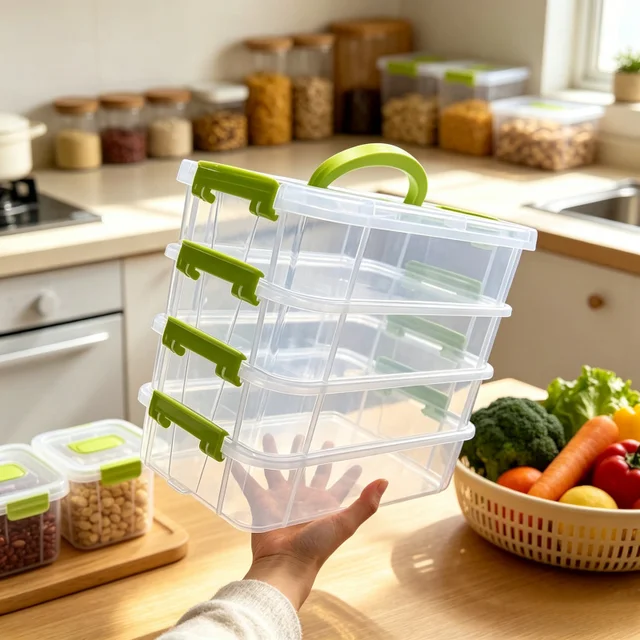 4-Layer Clear Plastic Drawer Storage Box - Partitioned Portable Organizer for Blind Box, Building Blocks & Figure Display 1