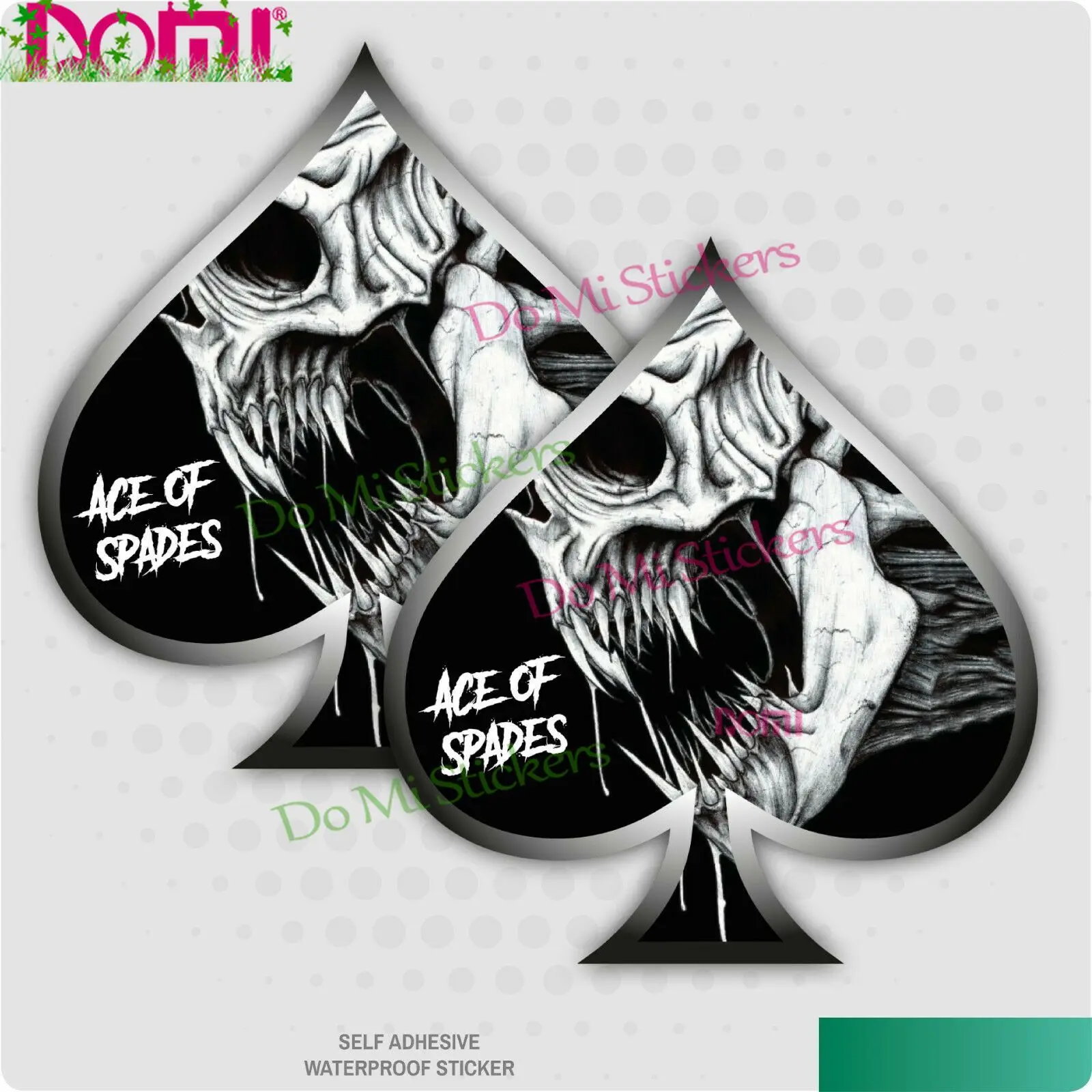 

2X Scary Skull Ace of Spades Decal Car Sticker Windshield Bumper Motorcycle Racing Laptop Helmet Trunk Wall Vinyl Waterproof PVC
