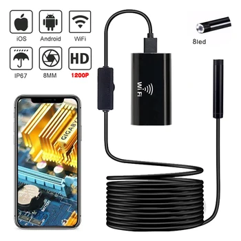 8MM 1200P Wifi Sewer Industrial Automotive Sewer Inspection Endoscope Camera For Iphone Ios Cars Android High Quality Pipes 1