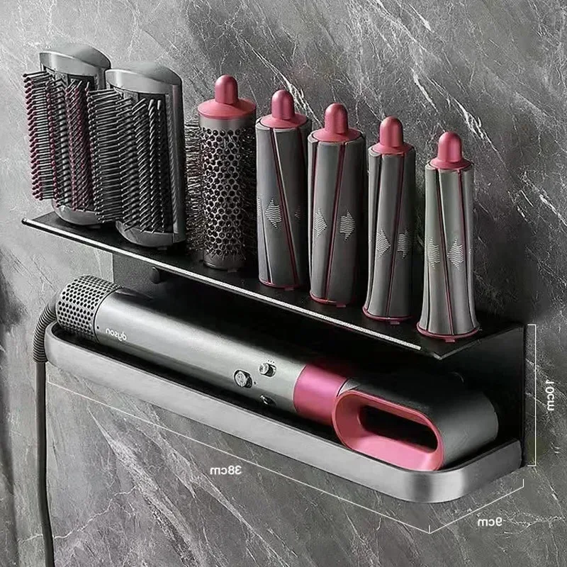 Per Dyson Hair Bigodino Storage Rack Holder Asciugacapelli Storage Hair Styler Holder Wall Hanging Free Hole Shelf Accessori Per Il Bagno