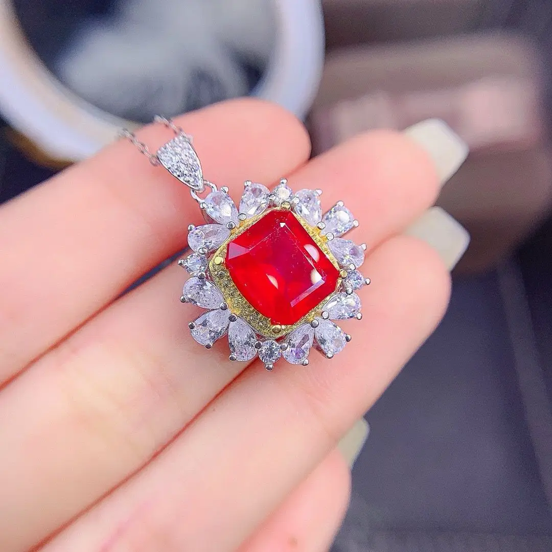 zecaa ruby pendant ring jewelry sets for woman with natural ruby gemstone 9*11mm ruby jewelry sets pendant ring ZECAA Ruby Pendant Ring Jewelry Sets For Woman With Natural Ruby Gemstone 9*11mm Ruby Jewelry Sets Pendant Ring 4