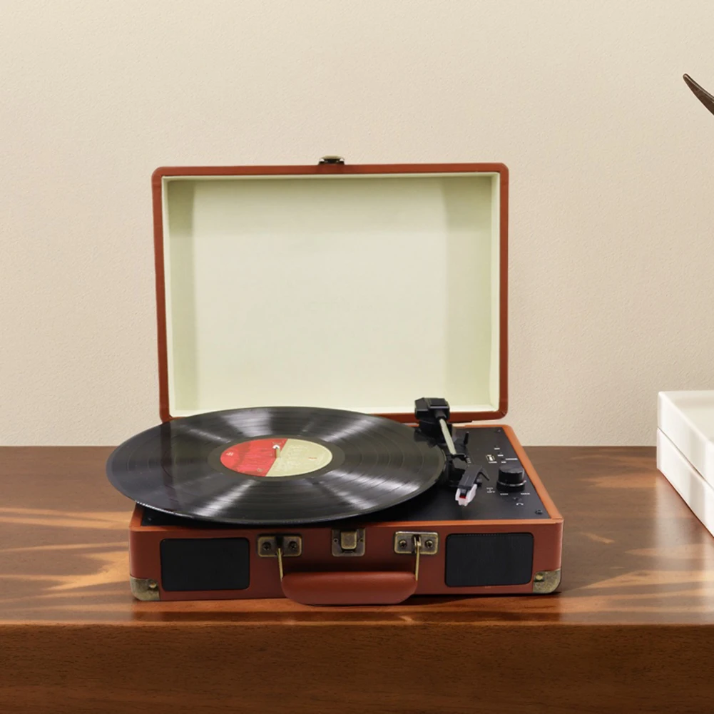 Retro Vinyl Record Player Bluetooth-Compatible Turntable Record Player 33/45/78RPM Phonograph for Entertainment