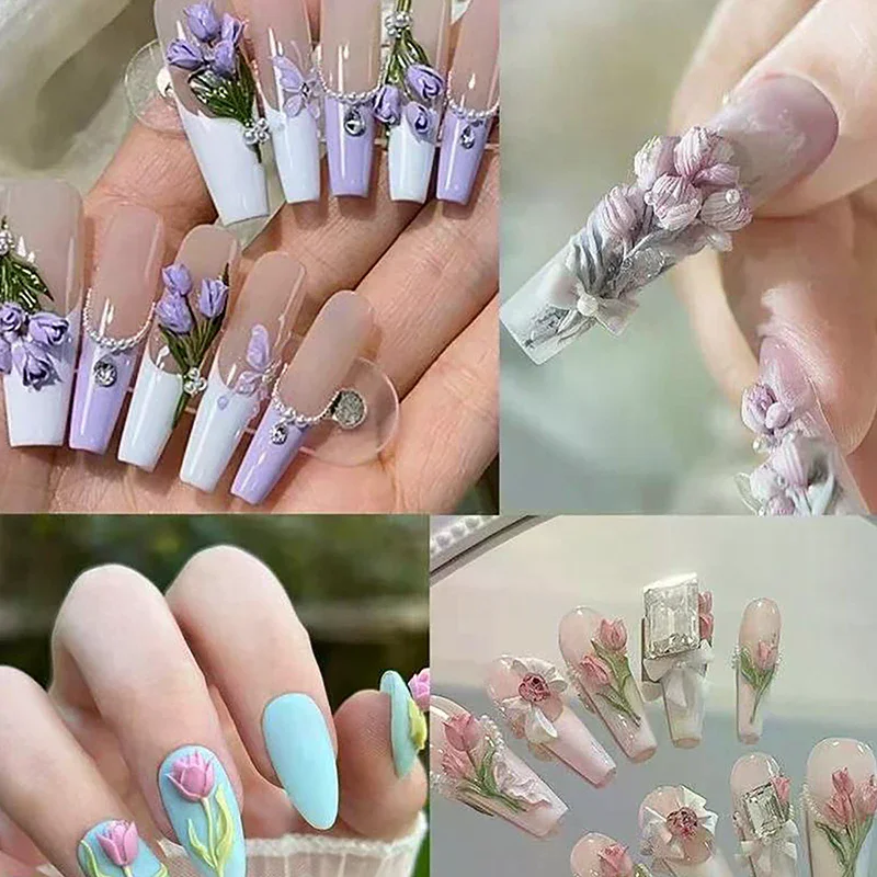 Silicone Nail Mold 3D Tulip Flower Template - DIY Nail Art Decorations Stereoscopic Manicure Tool for Nail Art Enthusiasts