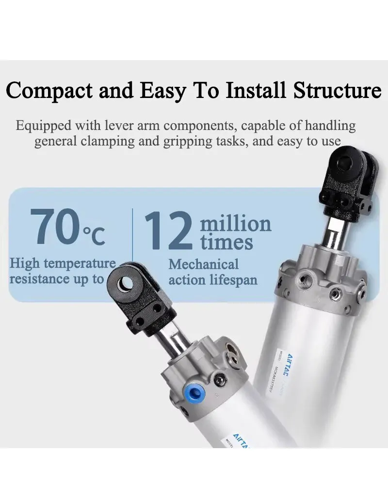 AirTAC MCK Series Stainless Steel Dust Ring Welding Clamping Air Cylinder MCKA/MCKB40/50/63/MCK80 Stroke 50 75 100 125 150mm-S-Y