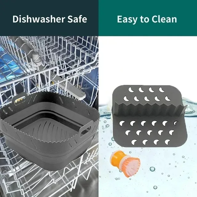 Silicone Air Fryer Tray with Divider Plate Reusable Non-Stick Baking Mat for Oven  Fried Chicken Dishwasher-Safe 5