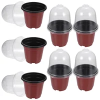 10 Sets Seedling Pot with Cover Garden Tiller Tool Plastic Nursery Accessories Living Room Plants Starter Planter 1