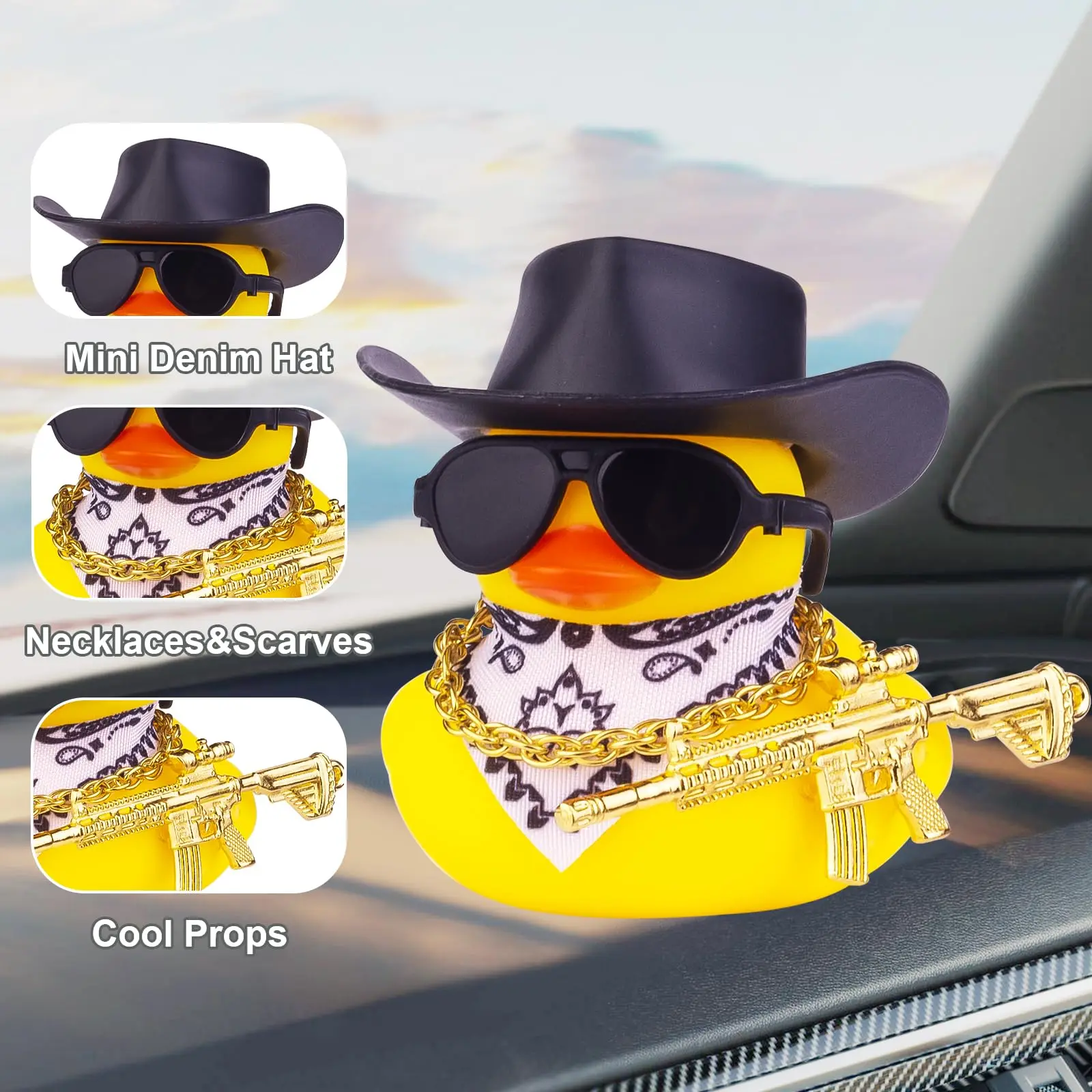 Ducks for Cars - Rubber Duck for Dashboard of Car, Yellow Duck Car Dashboard Decorations, Squeak Ducks Car Ornaments Car Décor 5