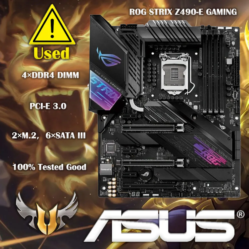 Scheda Madre Lga 1200 Intel Z490 Asus Rog Strix Z490-E Gaming Ddr4 128Gb M.2 Pci-E 3.0 Usb3.2 Atx Per Intel Di Decima Generazione