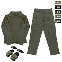 NEW Tactical Uniform Set Outdoor Hunting Clothes Gen3 Camo Combat Shirt & Pants Kit Ranger Green Men Clothing Multicam Elastic 1