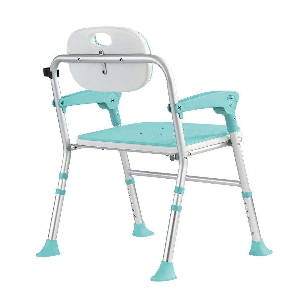 The comfortable and lightweight bathroom comes with a bath chair with a safe and reliable back 4