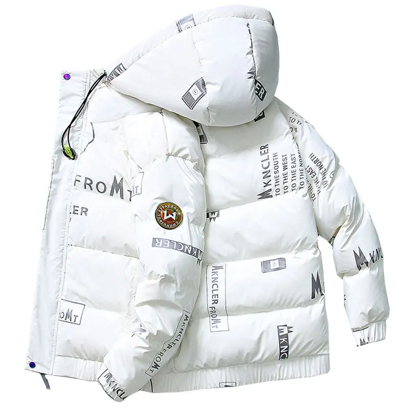 Men's Fashion Winter White Duck Down Jacket Korean Version Trend Thickening Short Shiny Jacket Coat Casual Parkas Overcoat