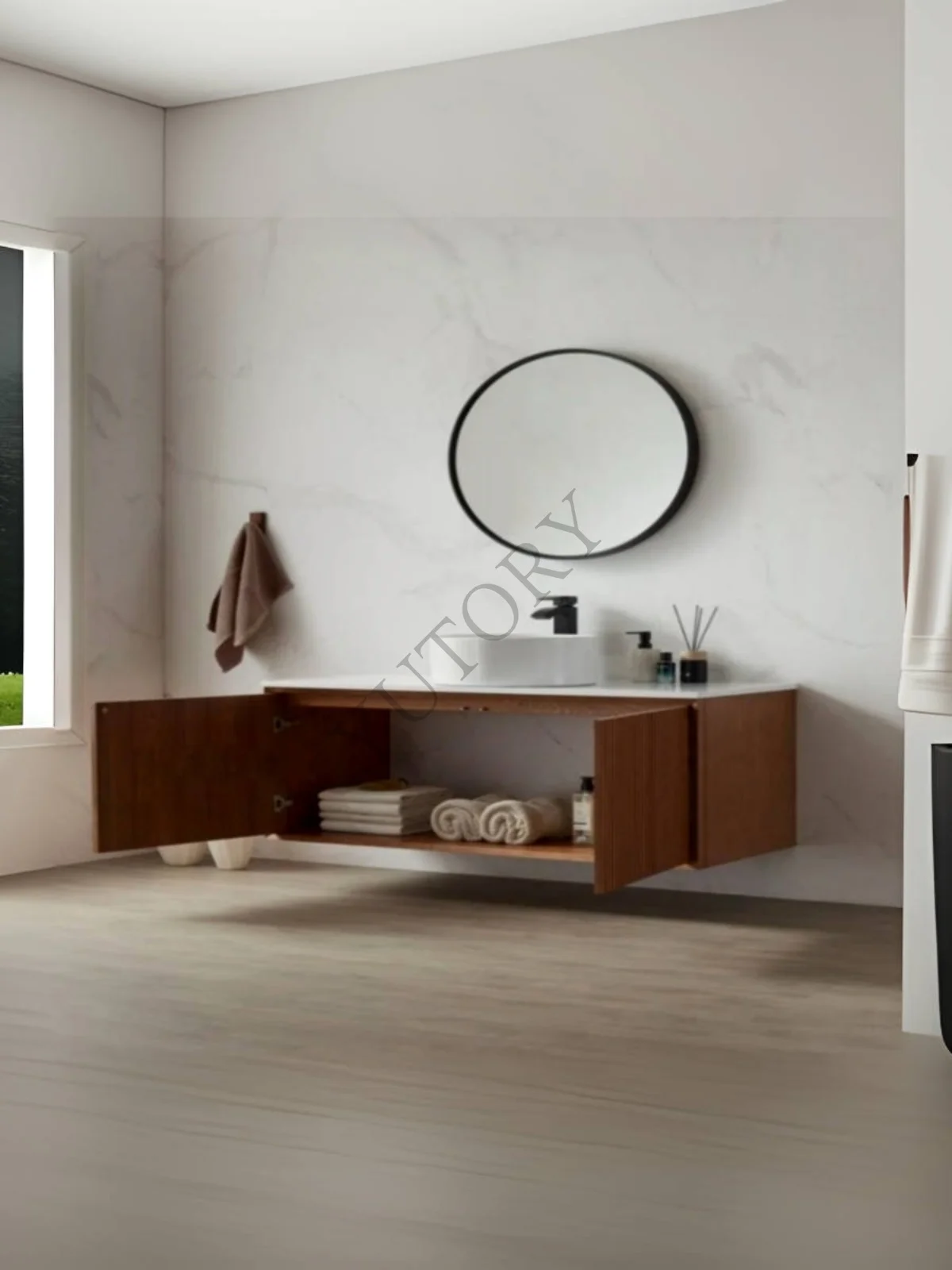 Garden wind bathroom counter washbasin solid wood bathroom washbasin pool bath