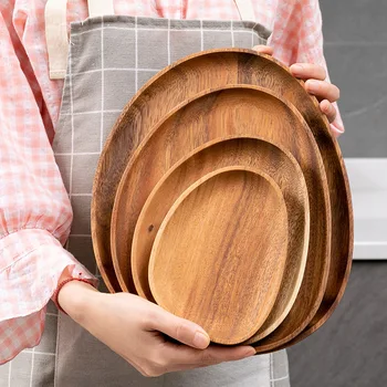 HeMu-Acacia Set Piatto in Legno, Forma Speciale, Torta, Dessert, Servire Frutta, Piccoli Sushi, Piatti Alimentari, Acacia Premium 1