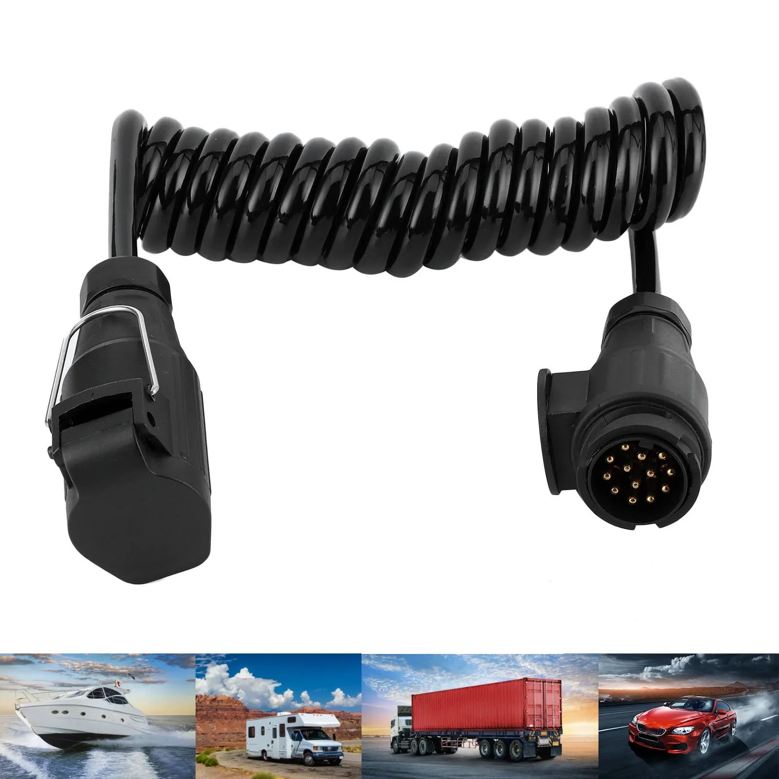 1Pc 13Pin To 13 Pin Plug Adapter Trailer Connector Towbar Towing Waterproof Plugs Socket Adapter For trailer RV car ship