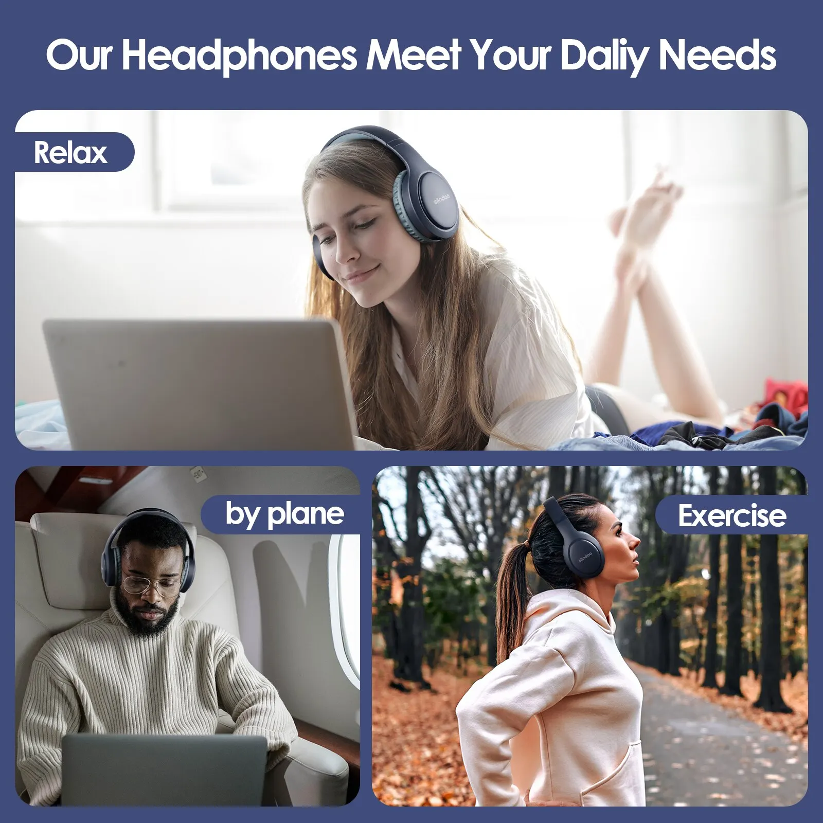 Bezdrátová bluetooth sluchátka Siindoo JH-919 růžová a modrá skládací stereo sluchátka mikrofon s potlačením šumu super basů pro notebook TV