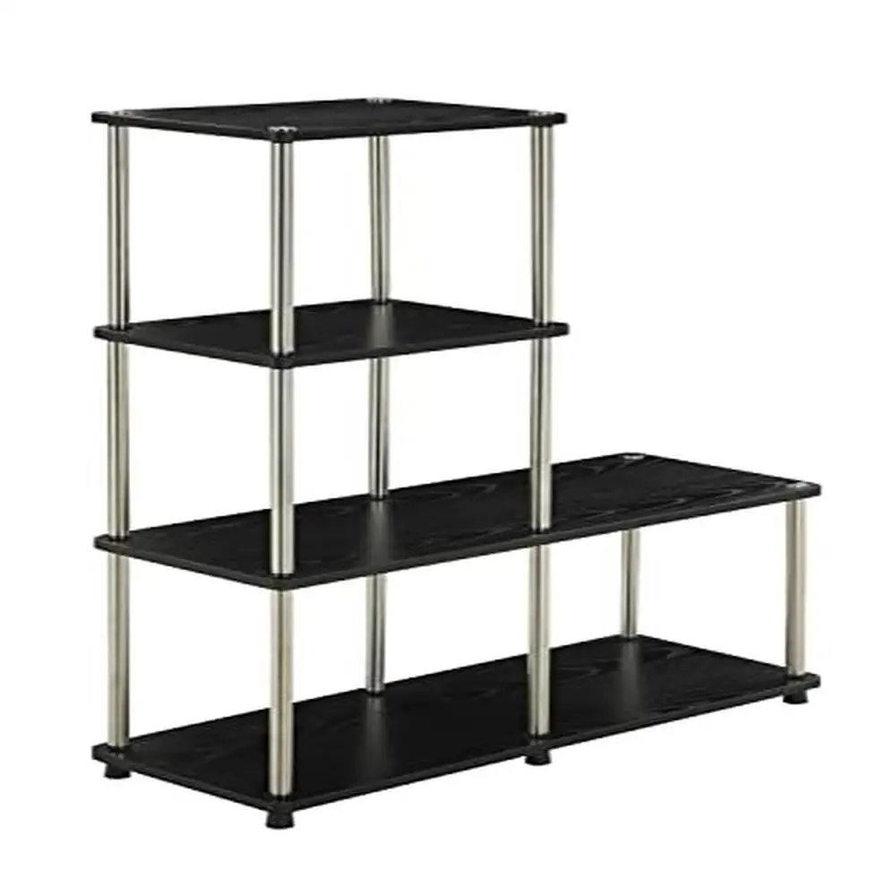 

Woodgrain Finish 4 Tier Shelf Rack Easy Assembly Modern Style Bedroom Study Room Storage Shelf