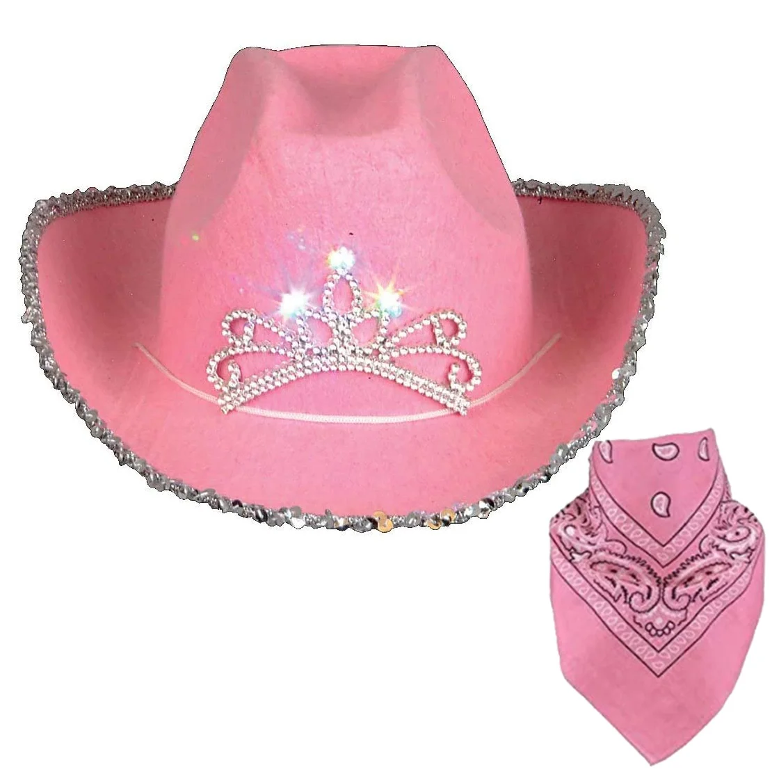 ピンクのために王冠とティアラ西洋カウガール帽子女性ガール圧延fedoraキャップ羽エッジカウボーイ帽子  バンダナスカーフハンカチ  AliExpress Mobile