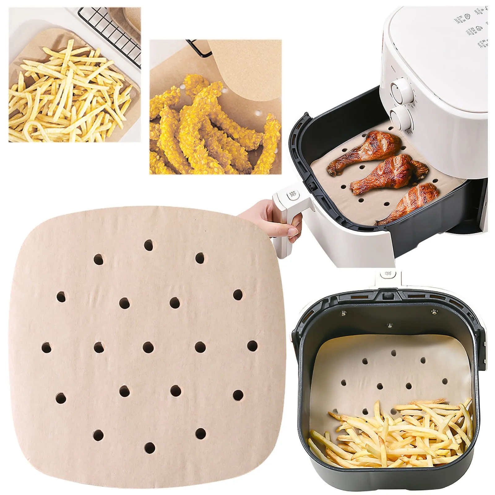 

Air Fryer Paper With Hole Paper Food Greaseproof Paper Baking Paper 100pcs Air Fryer Parchment Paper Holiday Paper Sheets