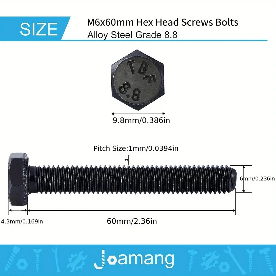 M6 x 60mm-10PCS