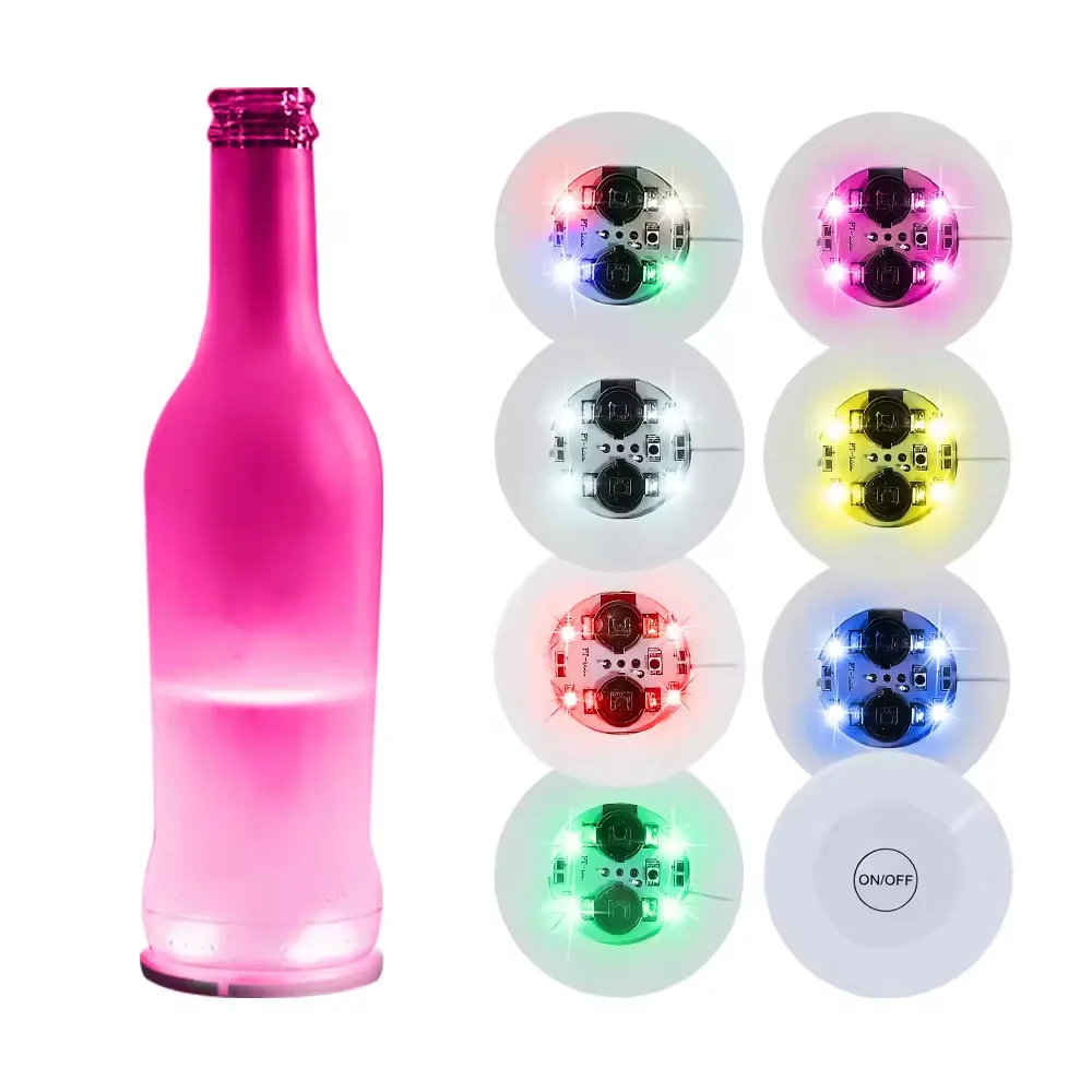 1-200PCS LED Coaster Lights Colorful Glowing Wine Bottle Stickers Bar Wedding Party Lighting Glowing Wine Bottle Stickers 6