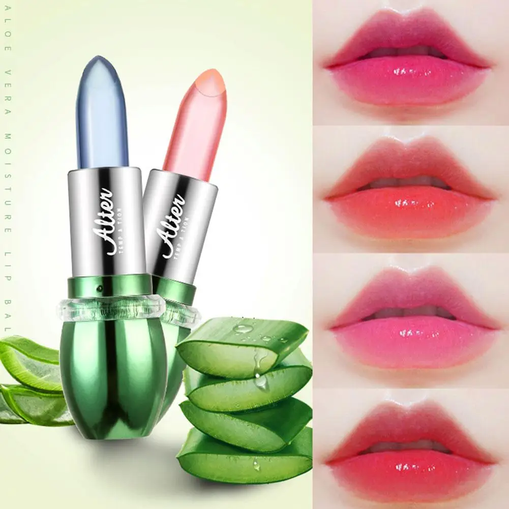 

2024 New Natural Aloe Vera Temperature Change Color Moistourizing Makeup Lip Lip Balm Gloss Jelly Lipstick Lip Lasting Long R2i0