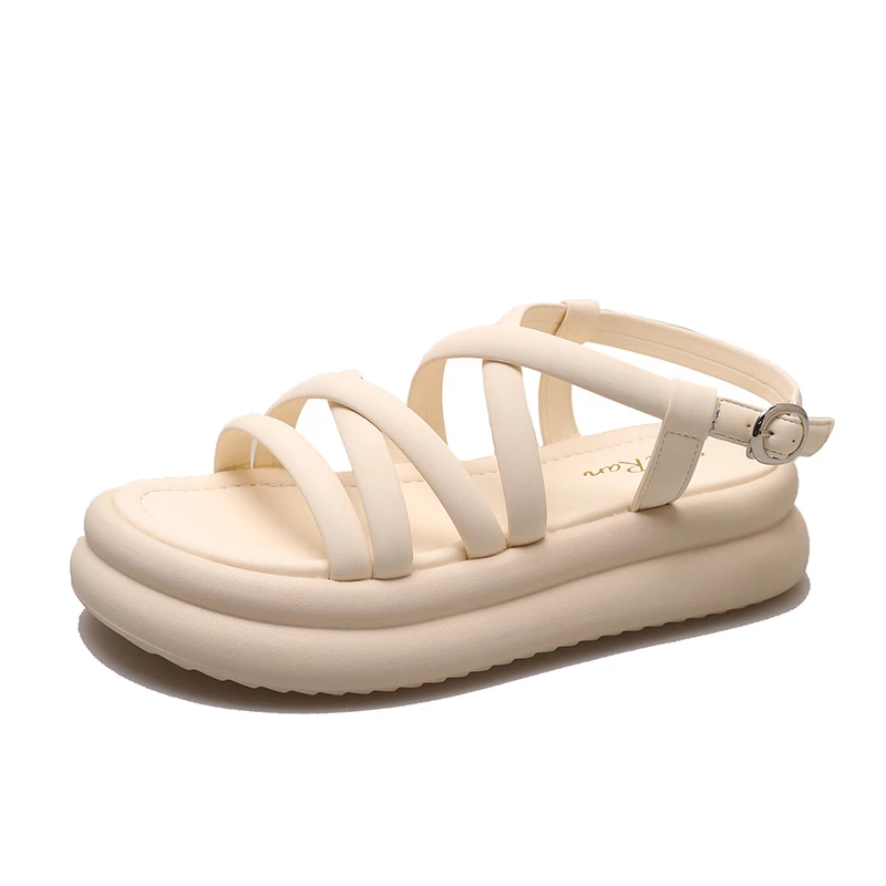 Beach Sandal Woman Luxury Female Shoe Summer Med Soft Clogs Wedge Girls Medium New Platform Velvet Fashion Gladiator Comfor
