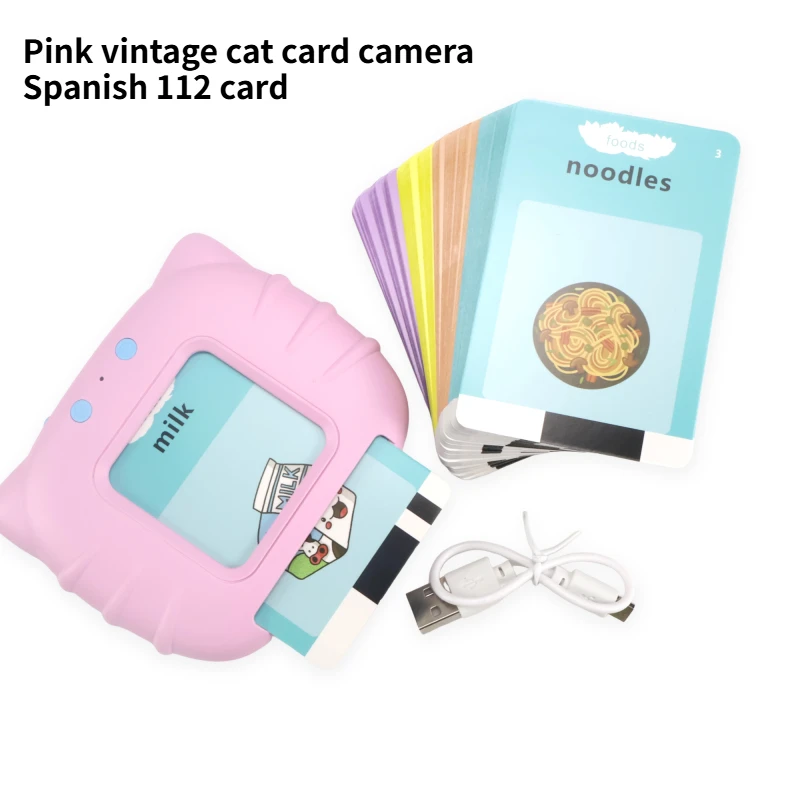 Çocuklar için Eğitici Konuşan Flashcard Okuyucu 112 Kart 224 Kelime Erken Öğrenme Makinesi Montessori Oyuncak Hediye Mavi Pembe