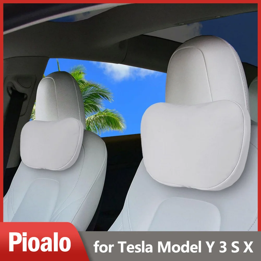 

Car Headrest Neck Pillow Fits for Tesla Model 3 Y S X Accessories,Nappa Leather Car Seat Pillow Head Neck Rest Cushion