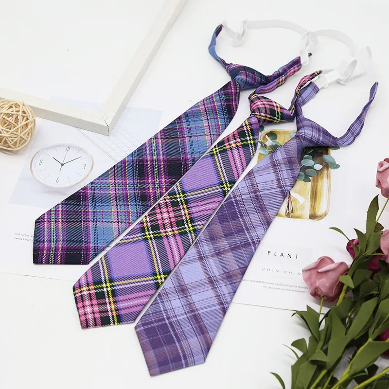Skinny Ties For Boys Girls Fashion Suits Plaid Neck Tie Children Rubber Tie Simple Check Student Necktie For Party Gravata