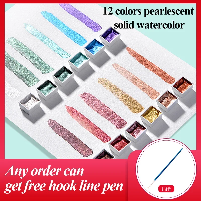 Pearlescent Solid Watercolor Pigment Set Gold and Silver Powder Mineral Pearl Pigment Art Watercolor Painting Nail Decoration 3