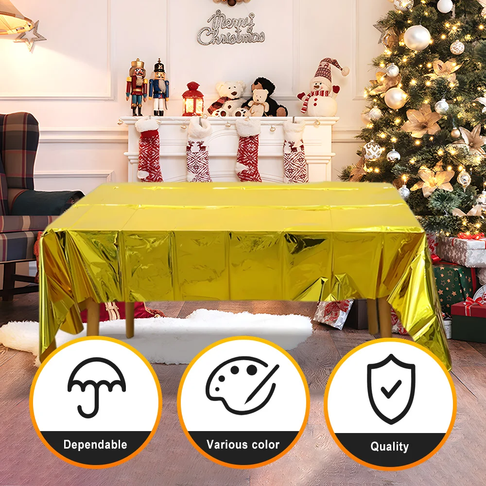 137*274CM Christmas Gold Aluminium Tablecloth Valentine's Day Halloween Graduation Thanksgiving